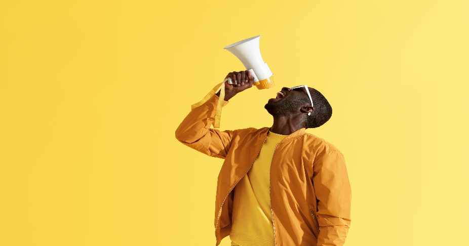 Man using megaphone